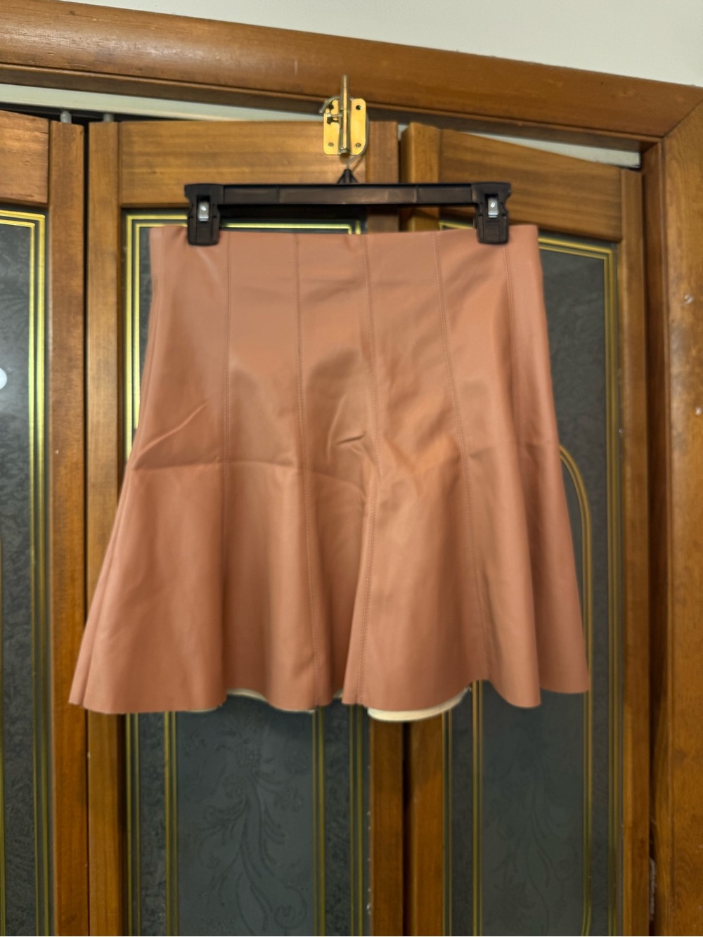 OOKIE & LALA A-Line Faux Leather Skirt in Mocha, BRAND NEW